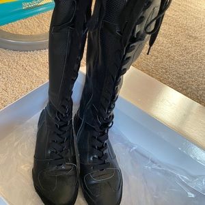 DIOR D-FENCE LEATHER SUEDE SNEAKER BOOTS